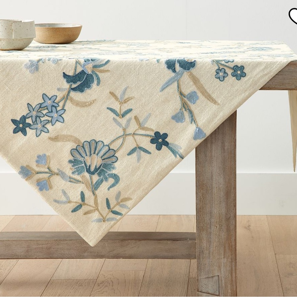 Pottery Barn Liana Crewel Embroidered Table Throw